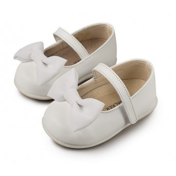Babywalker Γοβάκι μονή μπαρέτα satin φιόγκος λευκό  ΠΑΠΟΥΤΣΙΑ